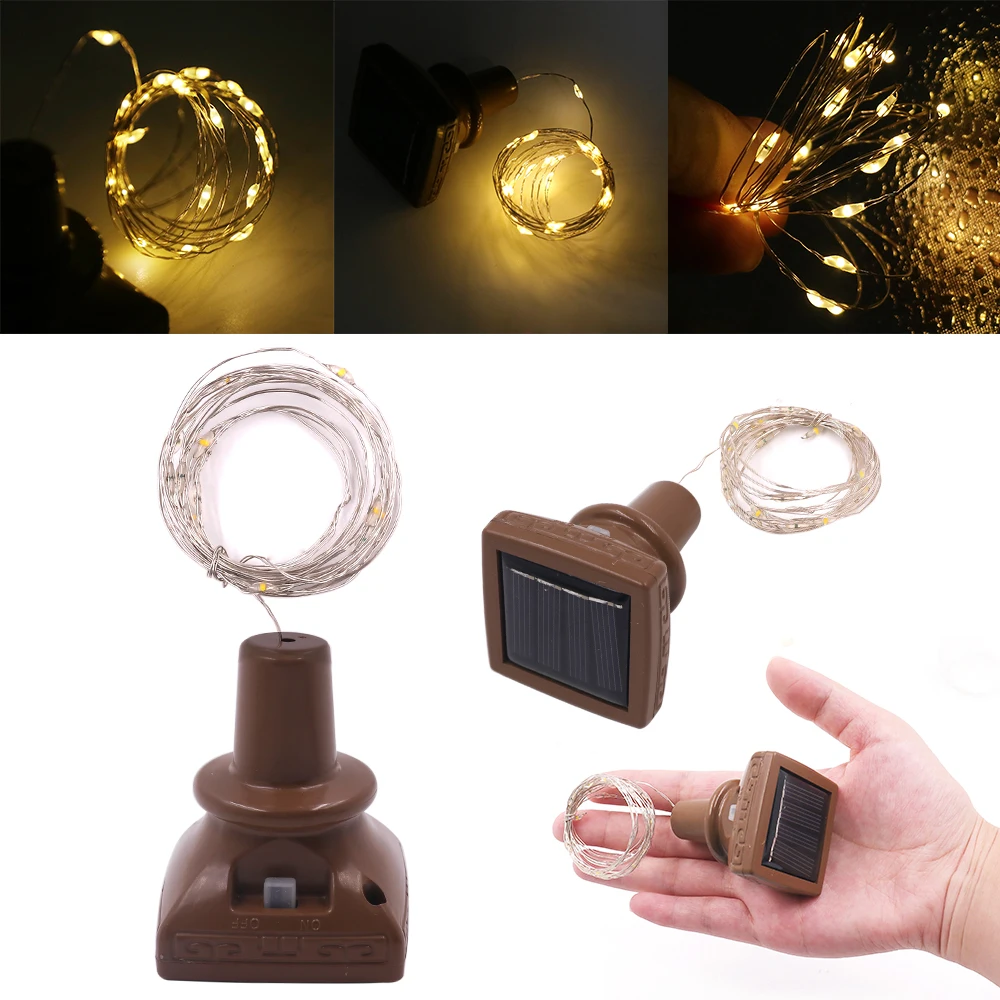 Solar powered garland wine bottle light with cork 1m 10led 2m 20 led copper wire led thumb200