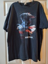 Eagle American Flag Men T-Shirt Size 2XL Black - £6.38 GBP