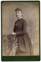 Antique Circa 1880s Cabinet Card Swihart  Gorgeous Woman Dress West Salem Ohio - £8.88 GBP