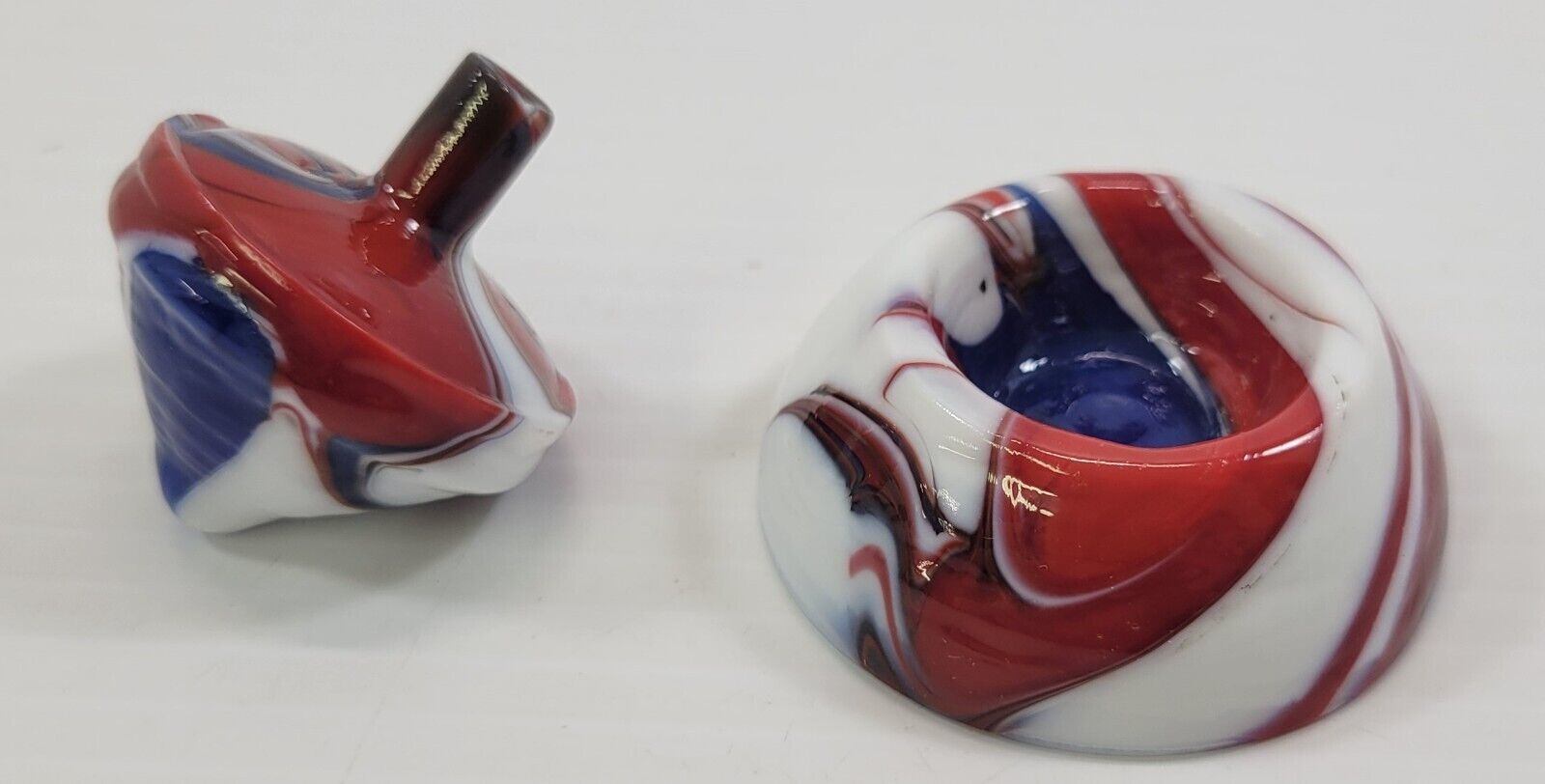 *B44) Andy Davis Glass Studio Art Decorative Swirl Color Spinning Top an... - $24.74