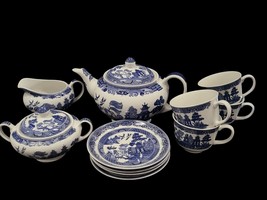 Johnson Brothers Blue Willow Pattern  England 1883 SET 11 PIECES - £225.84 GBP