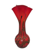 E. Essie Zareh Large Red Flared Baijan Russian Art Glass Vase 16&quot; - $396.00