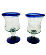 Mexican Vintage Hand Blown Margarita Glasses Goblets Set of 2 Cobalt Blu... - €15,49 EUR