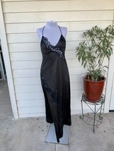 VTG Vanity Fair Black Nylon Lace Long Nightgown Lingerie Slip Dress Maxi 36 Shee - £33.18 GBP