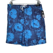 Speedo Blue Floral Print Drawstring Lined Beach Swim Trunks Size XXL Men... - $19.00