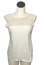 Lucky Brand Tank Top Beige Crochet Neckline Pullover Womens Medium Boho T Shirt - £13.84 GBP