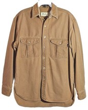 Vtg Eddie Bauer Button Up Shirt Canvas Khaki Mens Size Large Distressed Workwear - $18.75