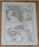 1921 ANTIQUE MAP OF MELBOURNE AUSTRALIA / FIJI / PHILIPPINES / BORNEO BR... - $26.42