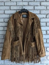 Vintage Leather Gallery Western Tan Brown Leather Jacket Fringe Coat Mens Sz XL  - $88.11