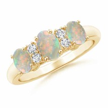 ANGARA Oval Three Stone Opal Engagement Ring with Diamonds for Women in 14K Gold - £850.45 GBP