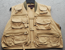Pacific Fly Group Fishing Utility Vest Men&#39;s L Brown Multifunction Pocke... - $21.22