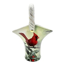 Hautman Bros Collection Christmas Cardinal in Holly China Basket Vase - £13.23 GBP