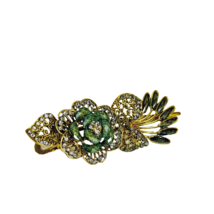 Great Gatsby Style Special Occasion Hair Clip With Black Rhinestones VTG - £19.60 GBP