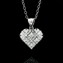 1Tcw Baguette Simulé Pendentif Coeur Diamant 14K Plaqué or Blanc 18 &quot; Chaîne - £69.39 GBP