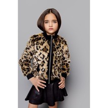 Mia New York Leopard Print Zip Up Jacket Girls Small - £38.36 GBP