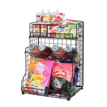 3-Tier Food Packet Organizer Rack Bins With Adjustable Tilting Design For Pantry - £36.87 GBP