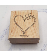 Stampin Up Spring Floral Love Heart Wood Mounted Rubber Stamp - $4.94