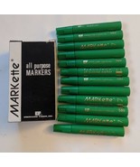 Vtg Box of 12 Eberhard Faber MARKette 680 Green Permanent Markers USA NEW - $34.64
