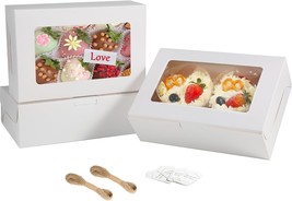 25 Pcs White Cookie Boxes with Window 9x6.3x3inch Bakery Boxes for Gift Giving H - £28.13 GBP