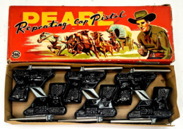 Scarce 1950&#39;s Pearl Repeating Cap Pistols Box Of 12 Made In Japan Cowboy Western - £101.49 GBP
