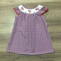 NEW Boutique 4th of July Girls Embroidered US Flag Smocked Gingham Dress - £4.73 GBP+