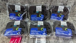 New 6-PK Black on White Tape 18mm/0.7&quot; - Brother P-Touch Label Maker TZe... - $12.99