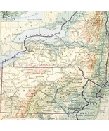 1920 Map Middle Atlantic States Physical Political New York Pennsylvania... - €25,73 EUR