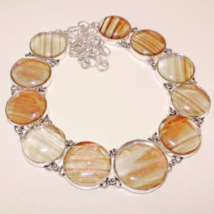 Very Beautiful Copper and Clear Glass Necklace, 925 Silver Overlay, Handmade - $56.00