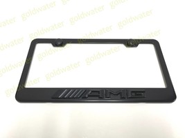 3D Black ////AMG Emblem Badge Black Powder Coated Metal License Plate Frame - $23.78