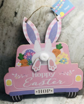 Easter Truck W/ Bunny Wooden Hanging Sign: 10x10.25 Inches-spring ShipN2... - £10.65 GBP