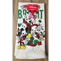 New Disney Mickey Mouse Goofy Donald Merry &amp; Bright Kitchen Towel Set - £4.91 GBP