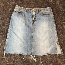 Arizona Denim Skirt Juniors Size 7 HIPSTER Raw Hem Side Slits Y2K 90s Grunge - £7.59 GBP