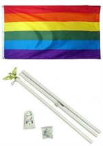 AES 2x3 2&#39;x3&#39; Rainbow Gay Pride Flag White Pole Kit - £23.88 GBP