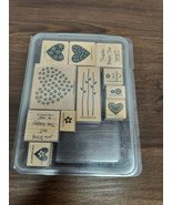 STAMPS STAMPIN UP DAISY CRAZY FLOWERS HEART SET OF 8 WOOD RUBBER STAMPS - £9.42 GBP