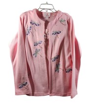 Quacker Factory M Pink Embroidered DRAGONFLY Pull Over 1pc Tank &amp; Cardig... - $474.59 MXN