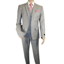 Mens Three Piece Suit Vested VITALI Soft Fabric With Sheen M3090 Stone Gray 3pc image 4