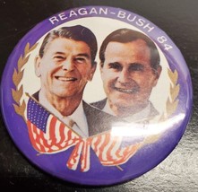 Reagan-Bush &#39;84 - Ronald Reagan George HW Bush Campaign Button - Flag - £9.42 GBP