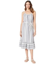 NWT Vince Camuto Dobby Stripe Ivory Sleeveless Halter Midi Dress Women&#39;s Size L - £14.87 GBP