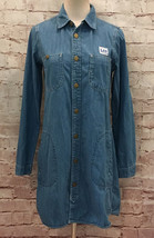 Vintage 80’s LEE Union Long Sleeve SANFORIZED DENIM MINI SHIRT DRESS Medium - £103.11 GBP
