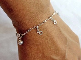 Silver Dangle Bracelet, 925 Sterling Silver, Layering Bracelet for Teen Girls - £23.43 GBP