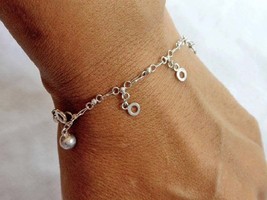 Silver Dangle Bracelet, 925 Sterling Silver, Layering Bracelet for Teen Girls - £23.12 GBP