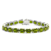 Argent Péridot Bracelet 6x8 MM Ovale Tennis Août Pierre de Naissance - £169.87 GBP+