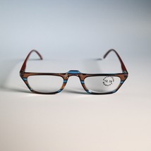 Unisex striped frame reader glasses retro blue brown R549 +2.75 - £11.40 GBP