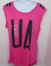 Under Armour UA Big Stripe Heat Gear Women&#39;s Pink T-shirt size large - £14.01 GBP