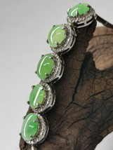 Icy Ice Fruit Green 100% Burma Jadeite Jade Bracelet # 925 Sterling Silver # - £434.96 GBP