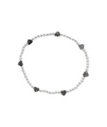 Silver Balls and Hearts 925 Silver Stretch Bracelet - £18.71 GBP