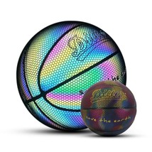 7# Reflective Basketball Ball PU Wear-Resistant  Night Light Glowing Colorful Ba - £98.33 GBP