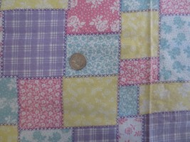 3919. Multi-Color Patchwork Print Cotton Flannel Fabric - 45&quot; X 3-3/8 Yds. - £18.98 GBP