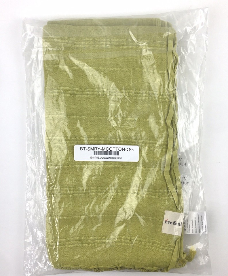 Eve & Al Beach Towel Thin Green Cotton Throw Blanket Stone Washed Retro Item image 8