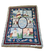 Goodwin Weavers Lighthouse Tapestry Throw Blanket 64&quot; x 45&quot; Psalm 24.1 VTG - $54.80 CAD